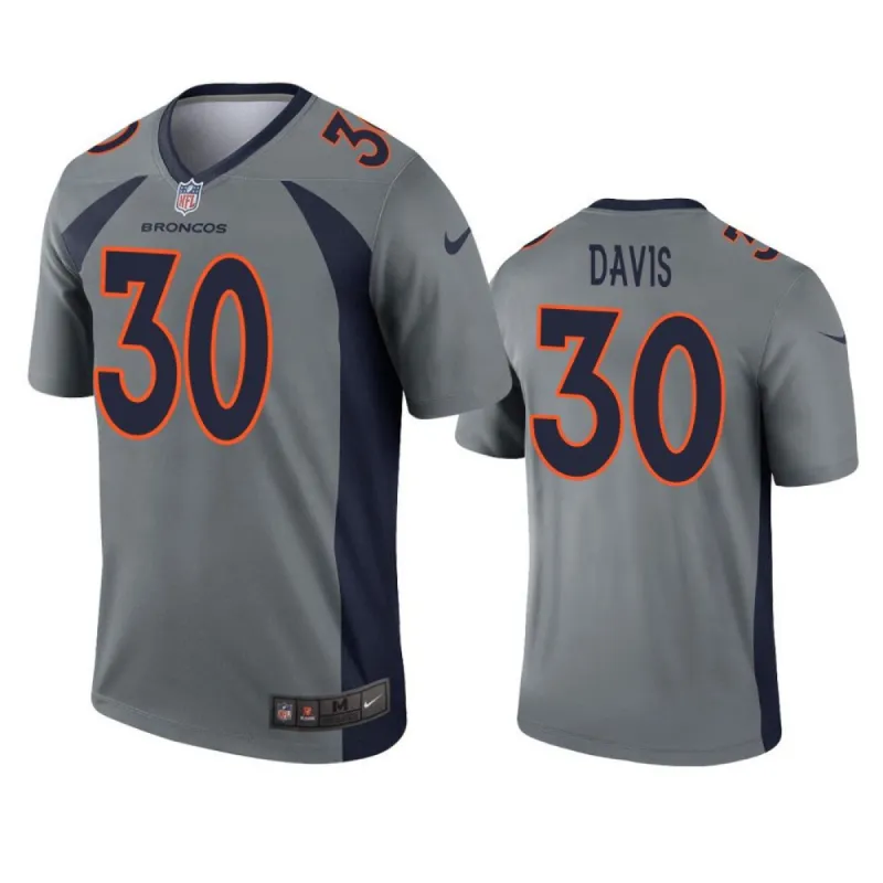 Men's Denver Broncos Terrell Davis Inverted Legend Jersey - Gray sold by The Bright Side