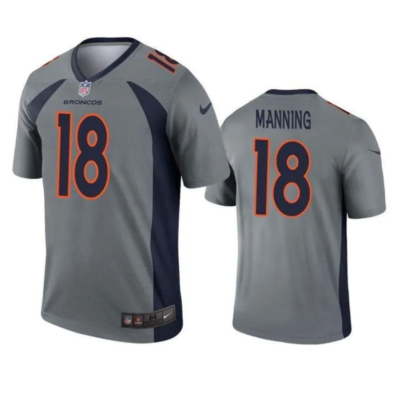Men's Denver Broncos Peyton Manning Inverted Legend Jersey - Gray sold by The Bright Side
