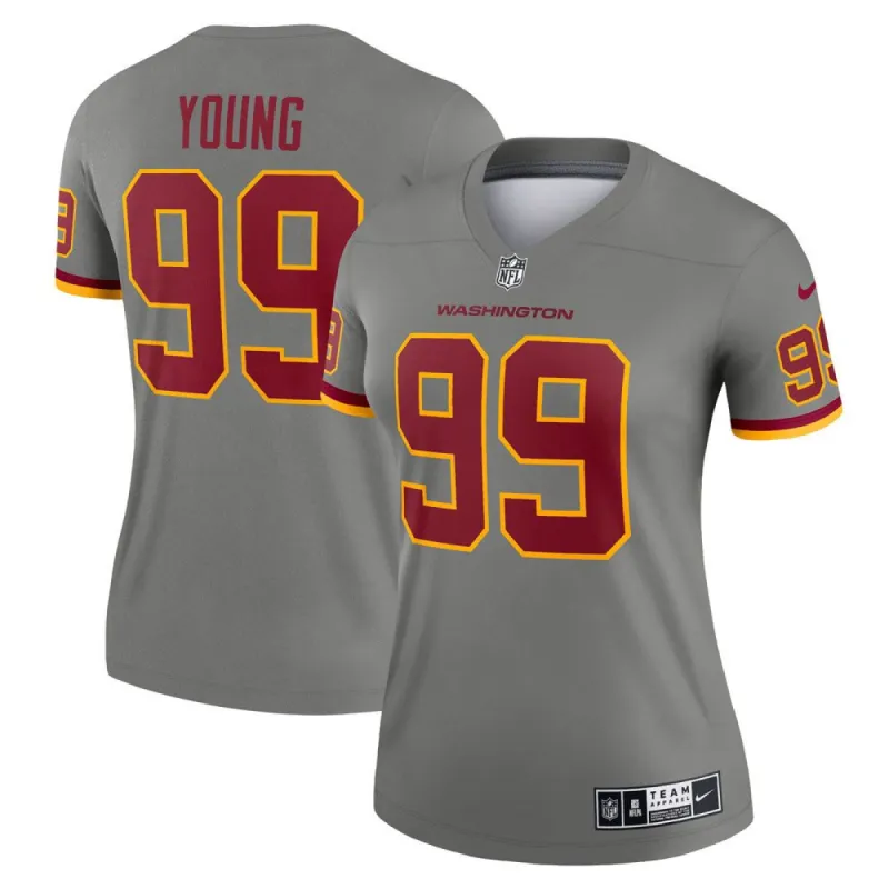 Women's Washington Football Team Chase Young Inverted Legend Jersey Gray sold by The Bright Side