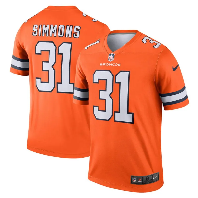Men's Denver Broncos Justin Simmons Alternate Legend Jersey Orange sold by The Bright Side