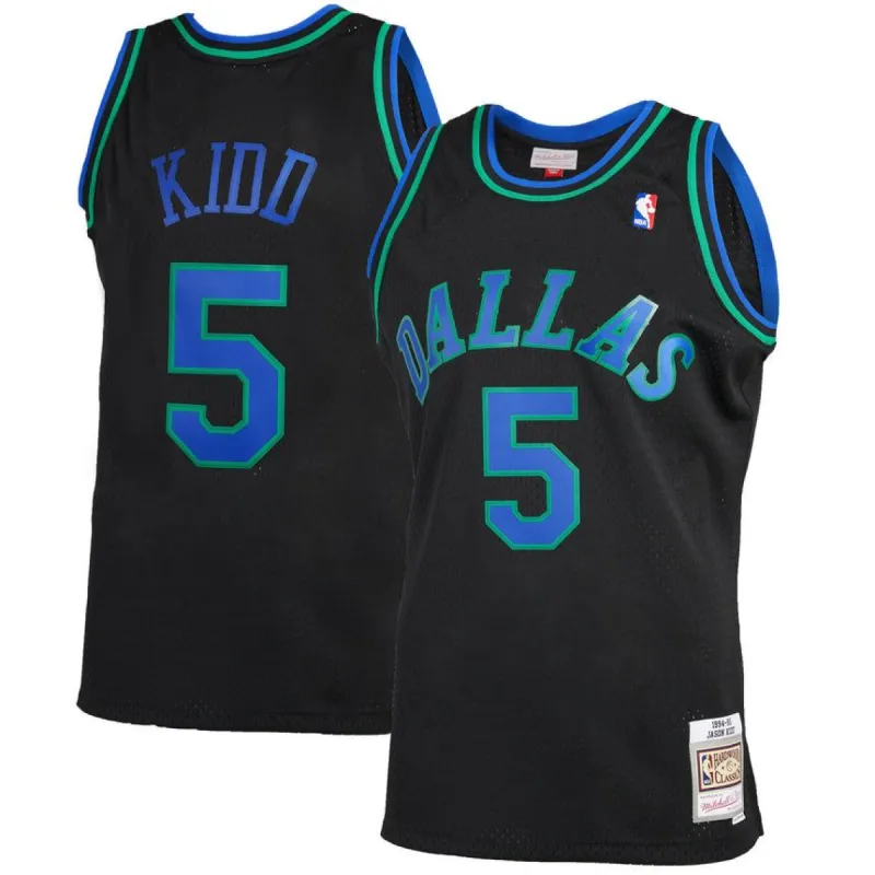 Men's Dallas Mavericks Jason Kidd Mitchell & Ness Black 1994-95 Hardwood Classics Reload 2.0 Swingman Jersey sold by The Bright Side