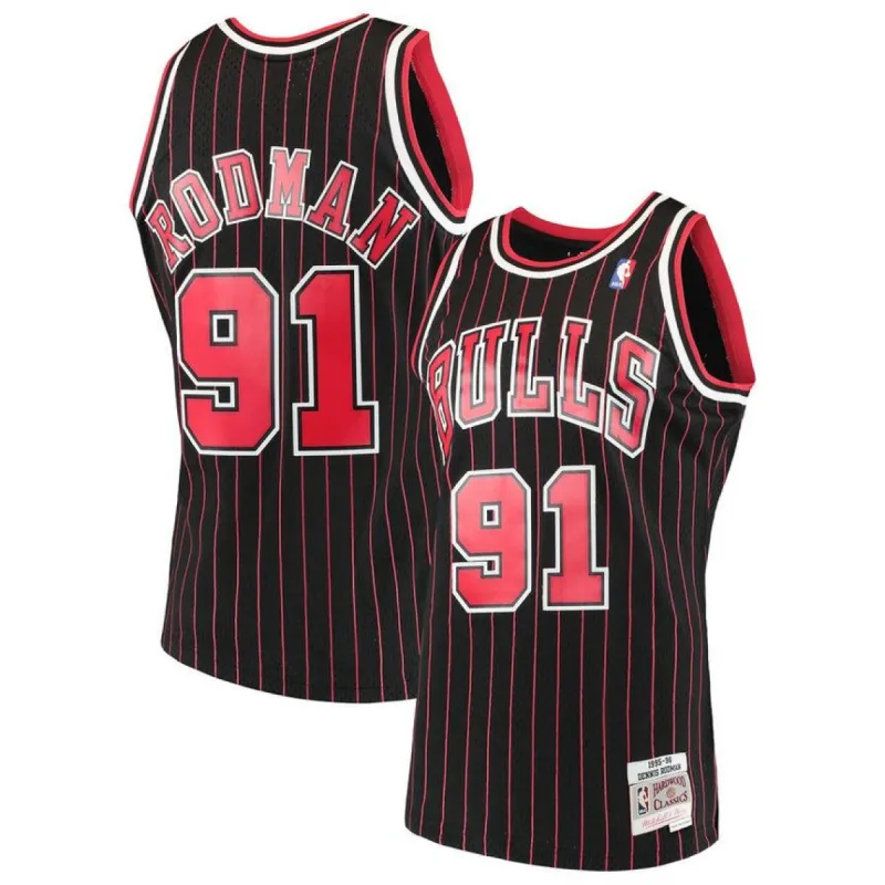 Youth Chicago Bulls Dennis Rodman Mitchell & Ness Black 1995-96 Hardwood Classics Swingman Jersey sold by The Bright Side