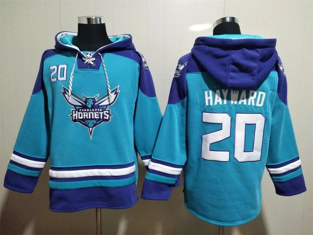 Men's Charlotte Hornets #20 Gordon Hayward Teal Lace-Up Pullover Hoodie Jersey sold by The Bright Side