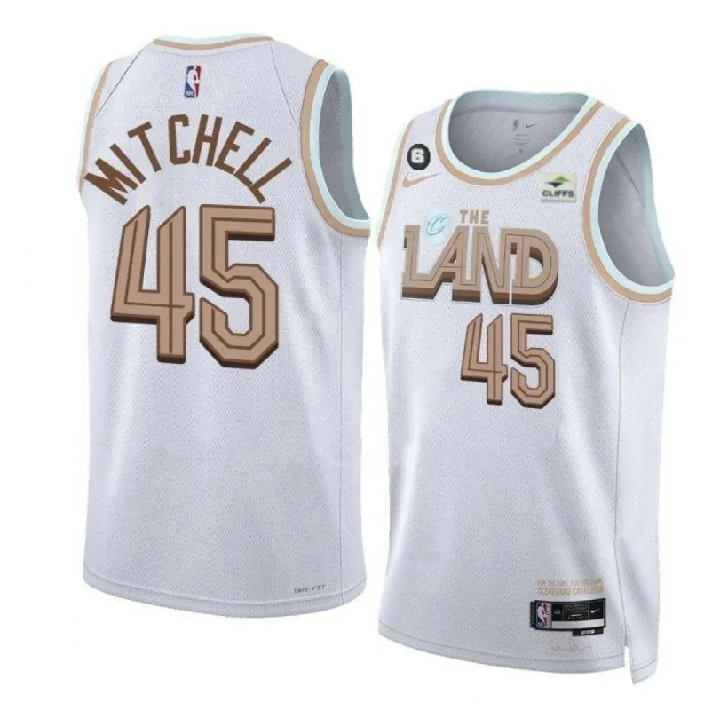 Cleveland Cavaliers #45 Donovan Mitchell White 2022/23 City Edition With NO6. Patch Stitched Jersey sold by The Bright Side