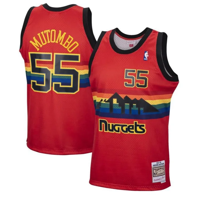 Denver Nuggets Dikembe Mutombo Mitchell and Ness 1991-92 Hardwood Classics Reload Swingman Jersey Mens - Red | Ireland S9010U0 sold by The Bright Side