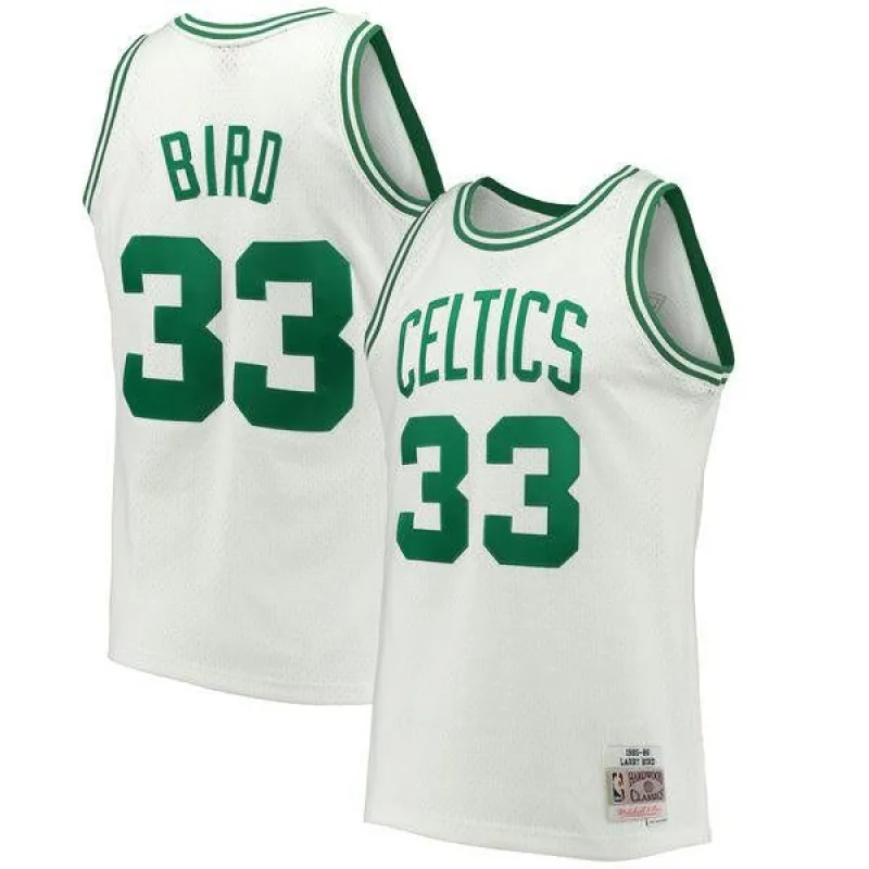 Mens Larry Bird Boston Celtics 1985-86 White Swingman Replica Jersey By Mitchell & Ness sold by The Bright Side