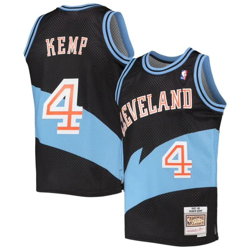 Men's Cleveland Cavaliers Shawn Kemp Mitchell & Ness Black 1997-98 Hardwood Classics Swingman Jersey sold by The Bright Side
