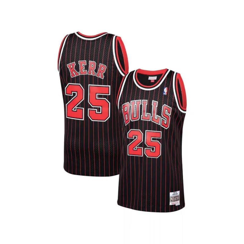 Men's Mitchell & Ness Steve Kerr Black Chicago Bulls 1995-96 Hardwood Classics Swingman Player Jersey sold by The Bright Side