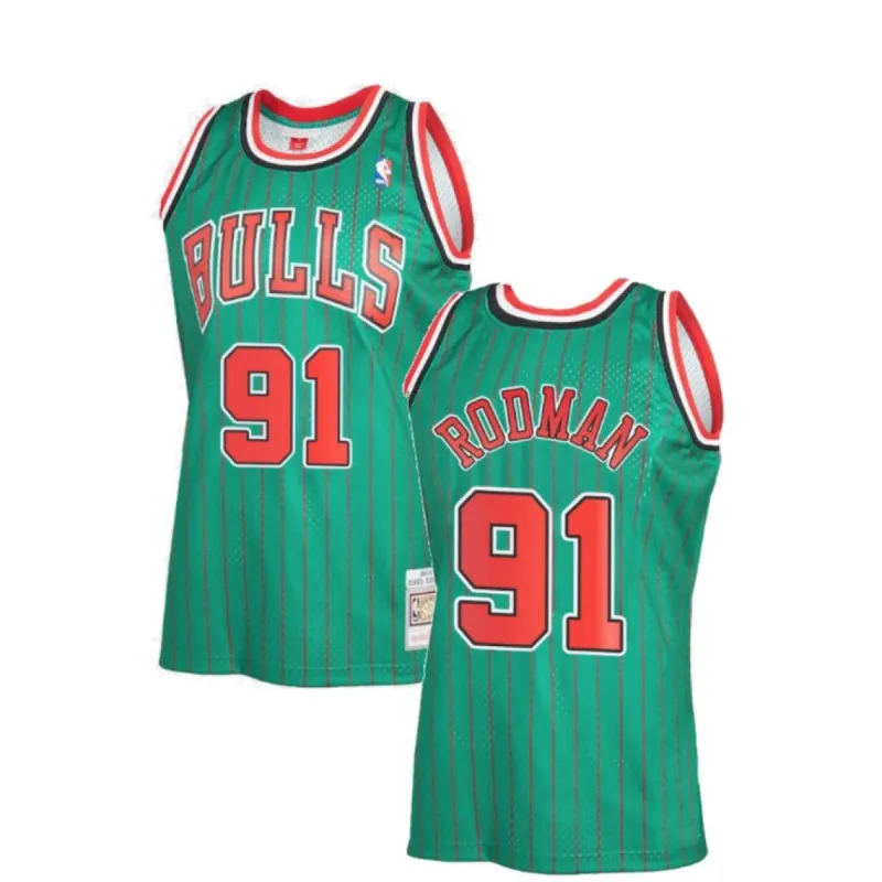 Men's Dennis Rodman Chicago Bulls Green 1995-96 Hardwood Classics Reload 2.0 Swingman Jersey sold by The Bright Side
