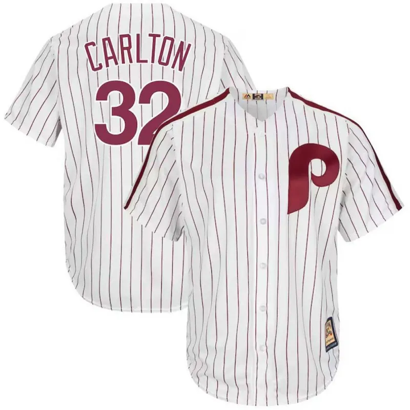 Men's Philadelphia Phillies Steve Carlton Replica Home Jersey - White sold by The Bright Side