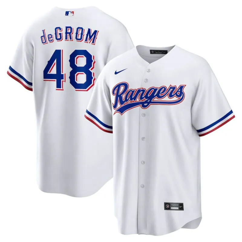 Youth Texas Rangers Jacob deGrom Cool Base Replica Home Jersey - White sold by The Bright Side