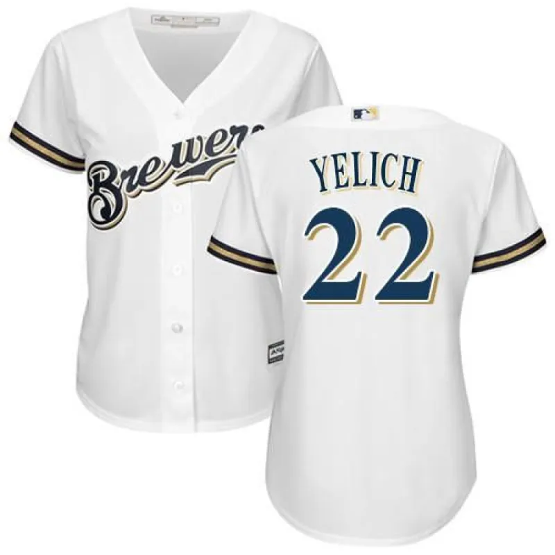 Womens Milwaukee Brewers Christian Yelich Cool Base Replica Jersey White sold by The Bright Side
