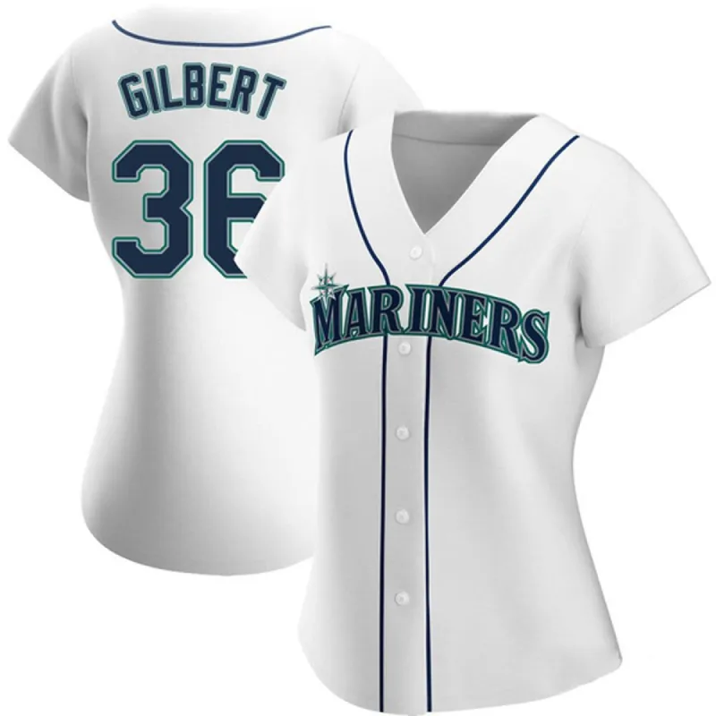 Women's Seattle Mariners Logan Gilbert Cool Base Replica Home Jersey - White sold by The Bright Side
