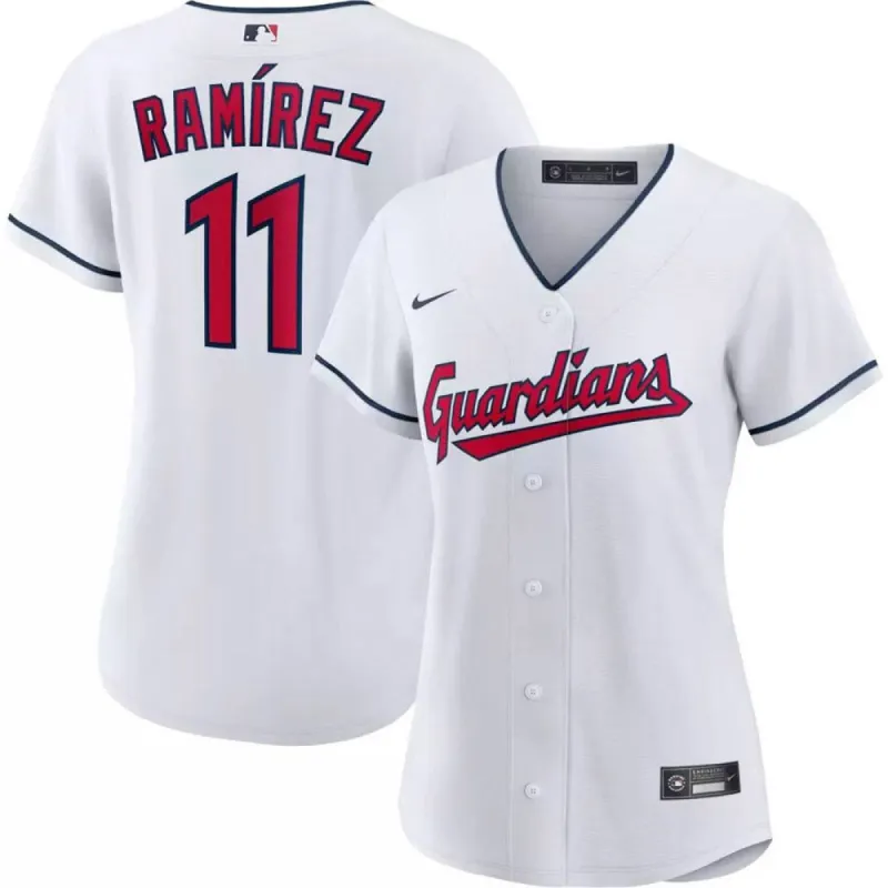 Women's Cleveland Guardians Jose Ramirez Cool Base Replica Home Jersey - White sold by The Bright Side