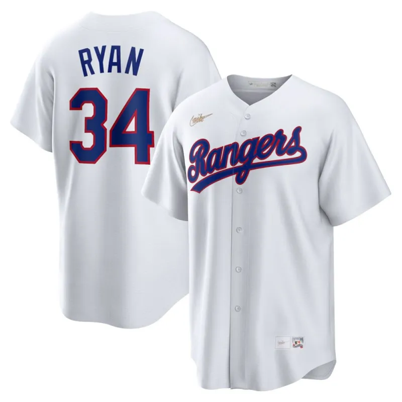 Men's Texas Rangers Nolan Ryan Home Cooperstown Collection Player Jersey - White sold by The Bright Side