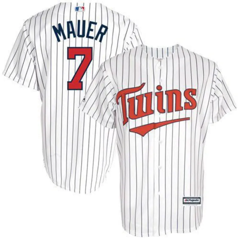 Men's Minnesota Twins Joe Mauer Replica Home Jersey - White sold by The Bright Side