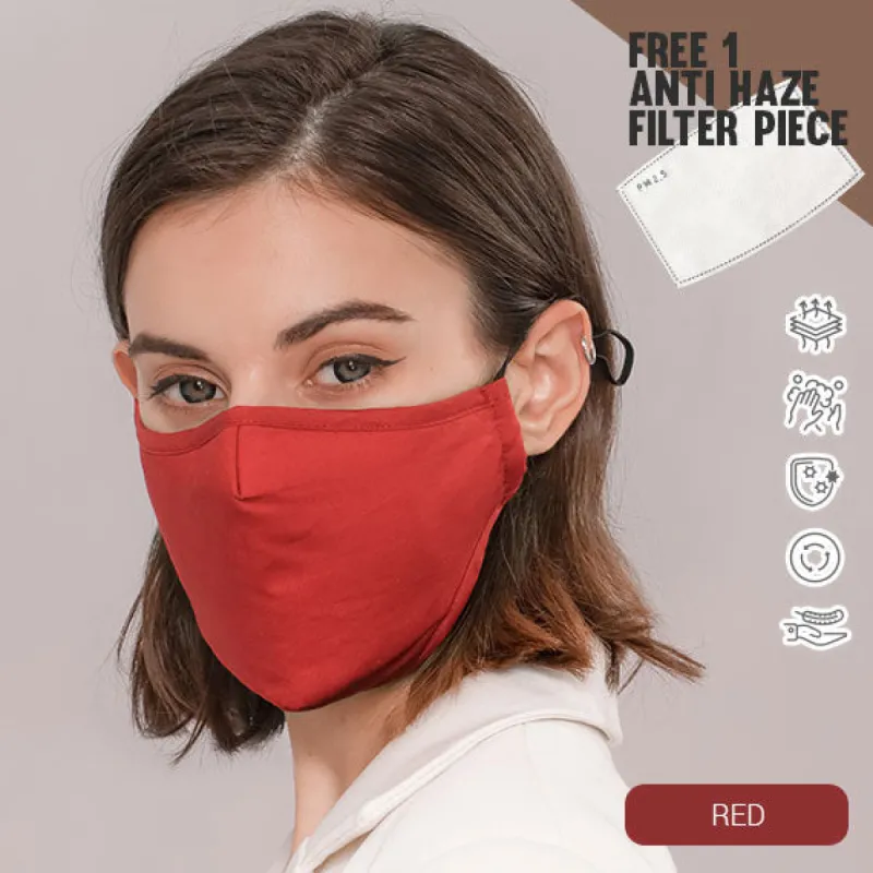 PP Reusable 4-layer Pure Cotton Face Mask Red sold by Pinky Paradise