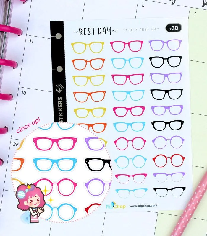 Colorful Glasses Stickers sold by Pinky Paradise product image thumbnail 3