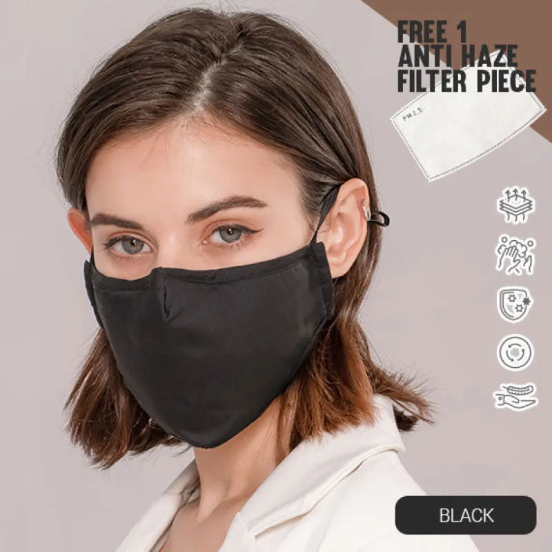 PP Reusable 4-layer Pure Cotton Face Mask Black sold by Pinky Paradise