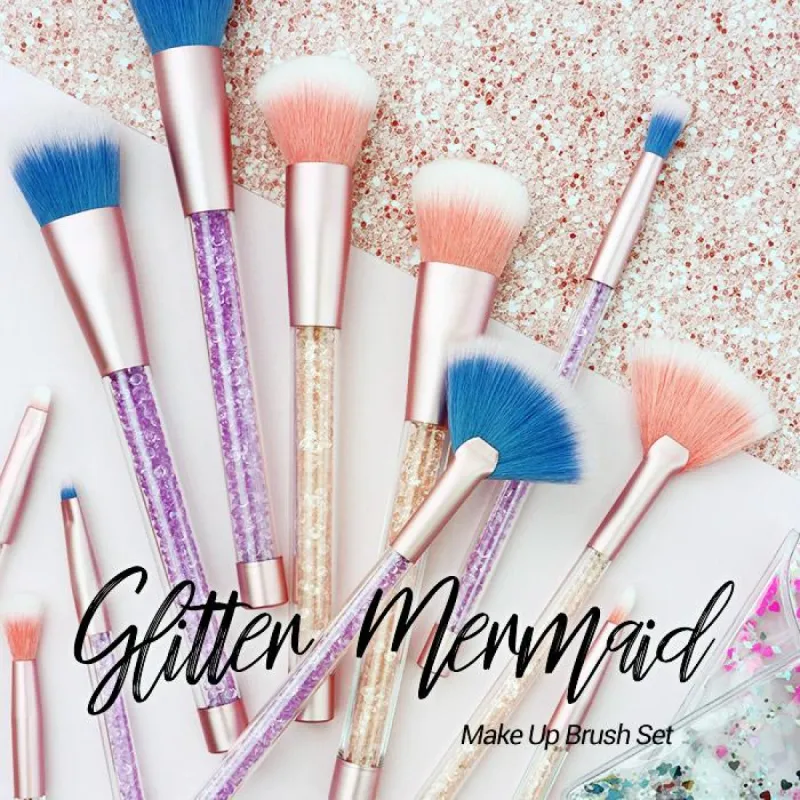 Mermaid Glitter Make Up Brush Set sold by Pinky Paradise