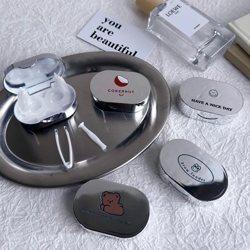 Trendy Reflective Silver Mirror Contacts Lens Storage Case sold by Pinky Paradise