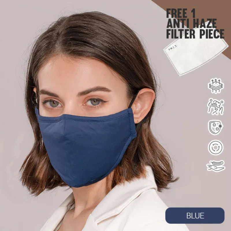 PP Reusable 4-layer Pure Cotton Face Mask Blue sold by Pinky Paradise