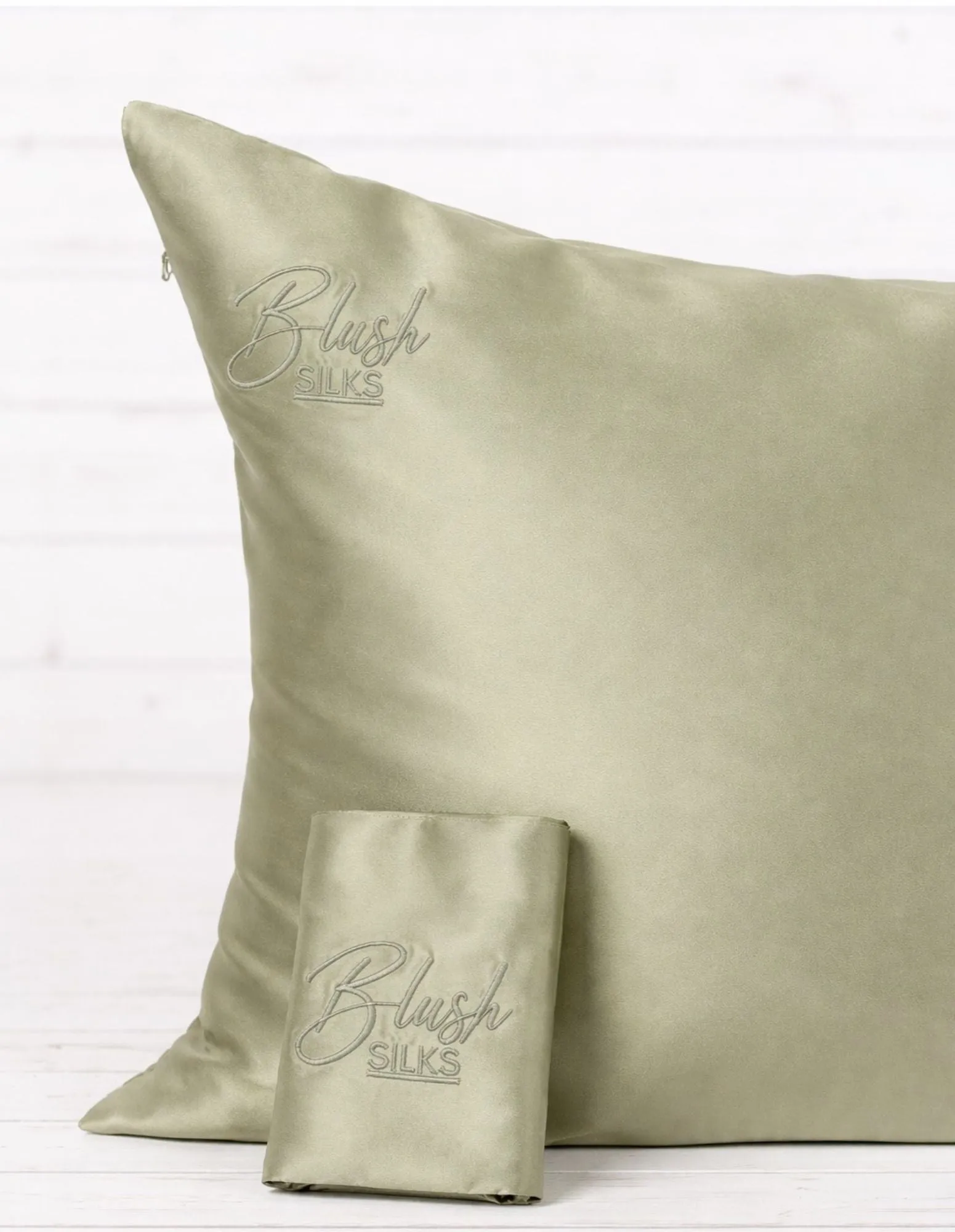 NEW - Blush Silks 100% Pure Mulberry Silk Pillowcase - Sage sold by Blush Silks