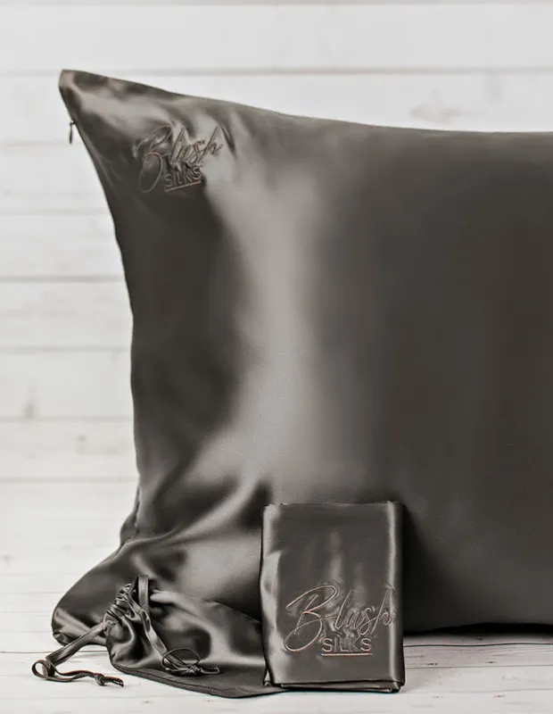 Charcoal Silk Pillowcase – 22 Momme Mulberry Silk made by Blush Silks