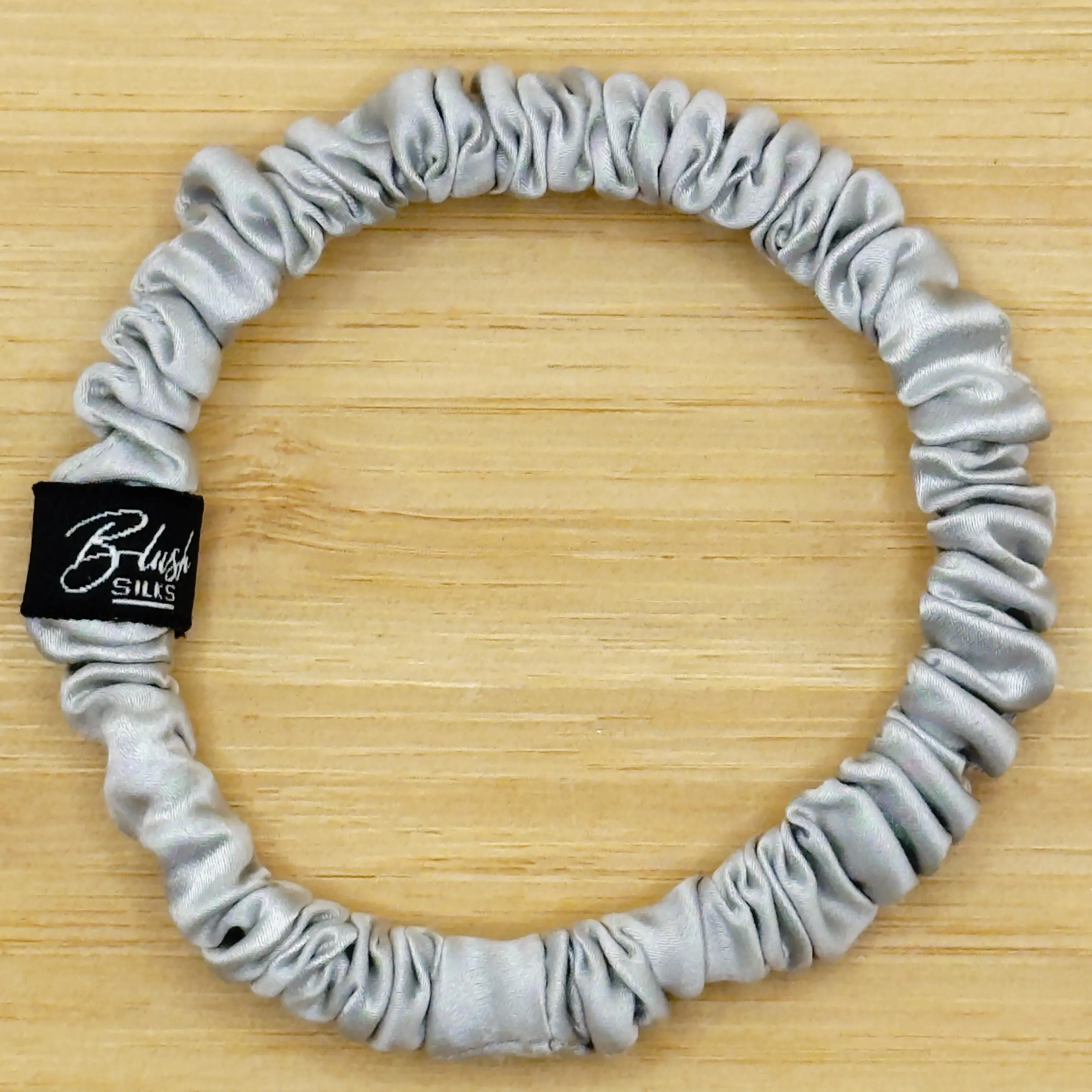 Pewter Grey Mini Silk Scrunchie - 100% Mulberry Silk - Blush Silks Canada sold by Blush Silks
