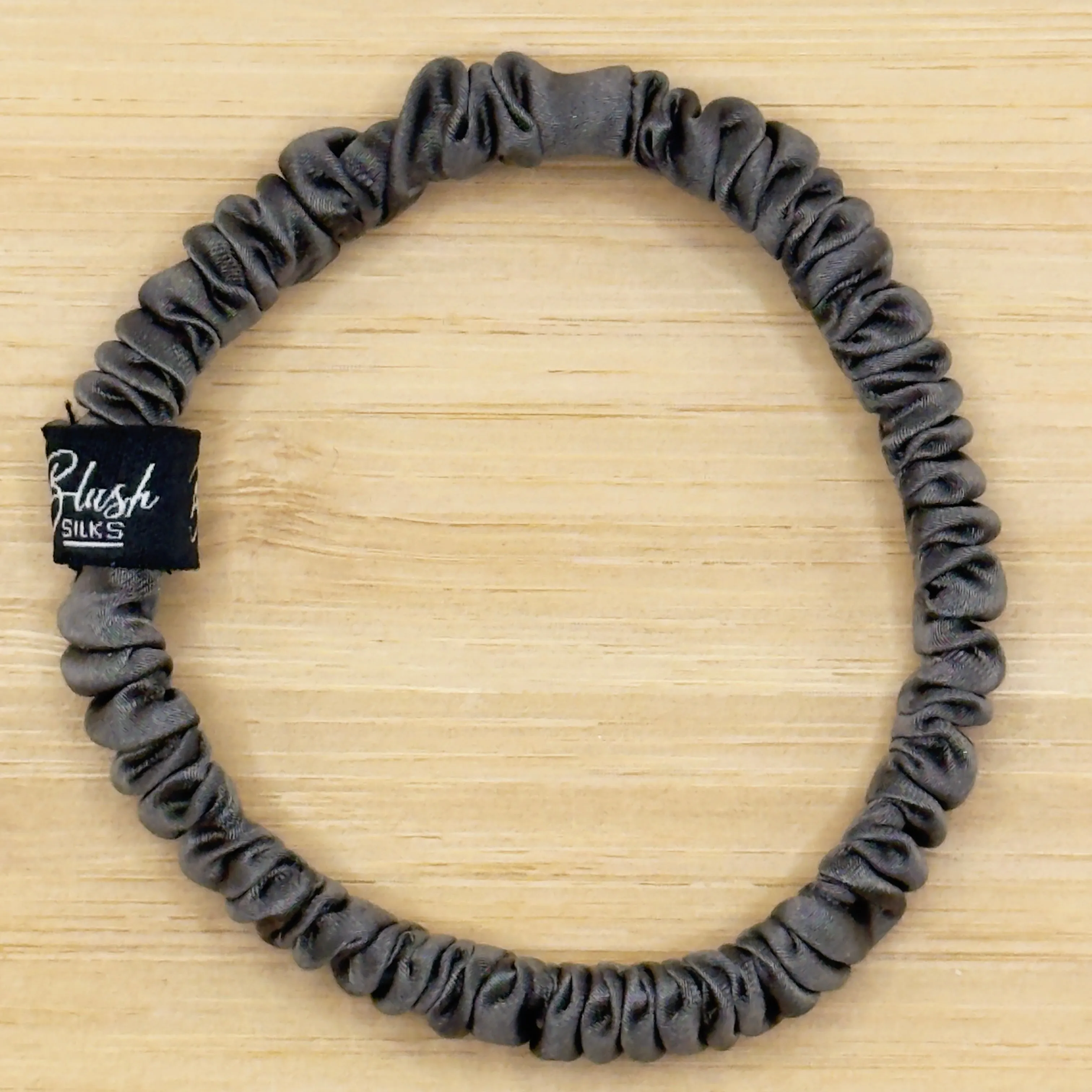 Charcoal Grey Mini Silk Scrunchie - 100% Mulberry Silk - Blush Silks Canada sold by Blush Silks