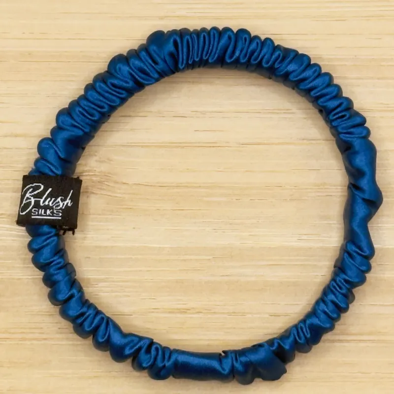 Cobalt Blue Mini Silk Scrunchie - 100% Mulberry Silk - Blush Silks Canada made by Blush Silks