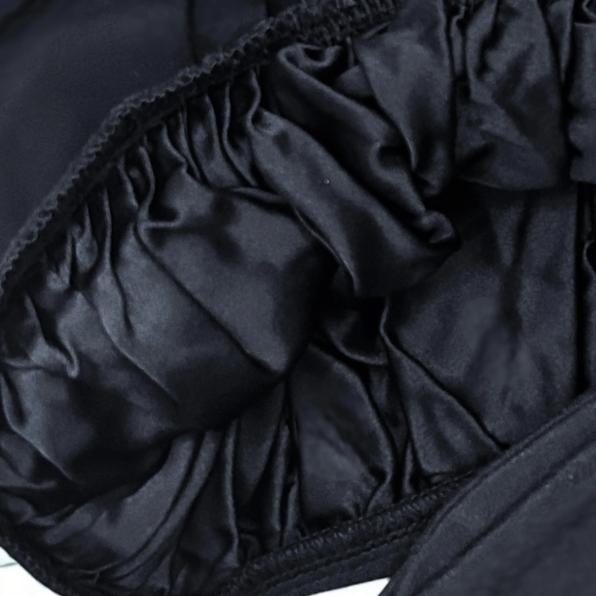 Onyx Black Silk Tie Sleep Bonnet - 100% Mulberry Silk - Blush Silks Canada sold by Blush Silks product image thumbnail 2