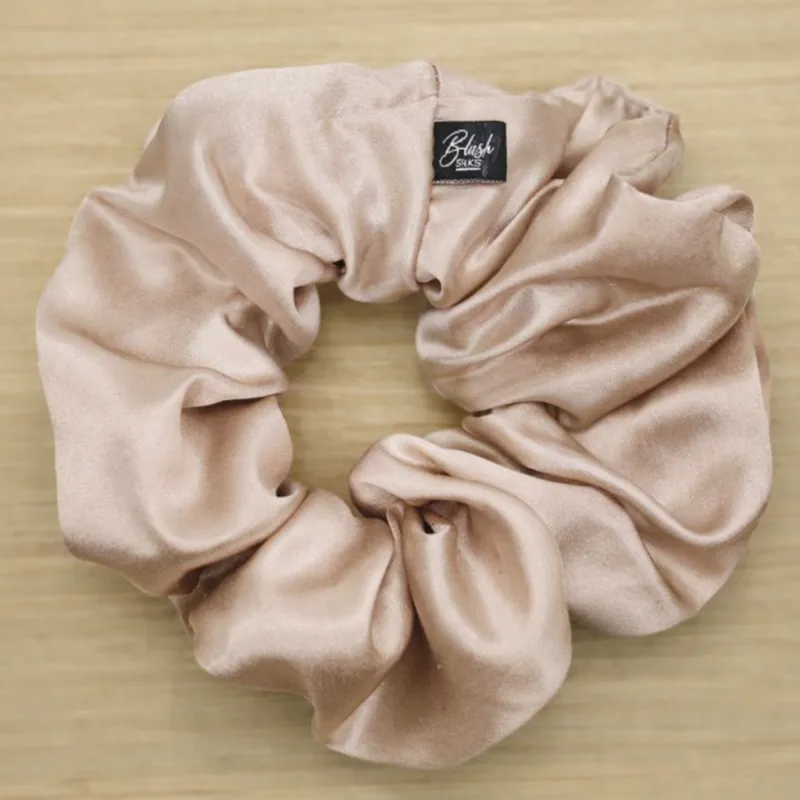 Champagne Classic Silk Scrunchie - 100% Mulberry Silk - Blush Silks Canada made by Blush Silks
