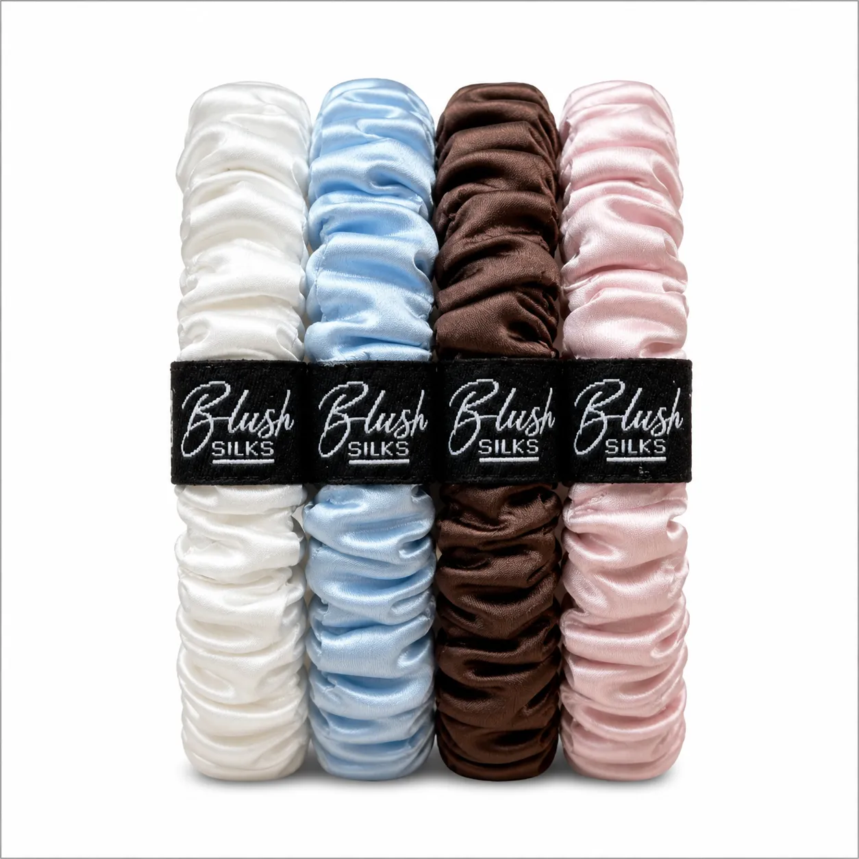 Claire Mini Mulberry Silk Scrunchie Set – Luxury Mini Silk Hair Ties | Blush Silks Canada sold by Blush Silks