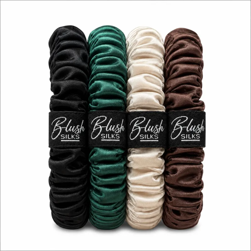 Hayleigh Mini Mulberry Silk Scrunchie Set – Luxury Mini Silk Hair Ties | Blush Silks Canada made by Blush Silks