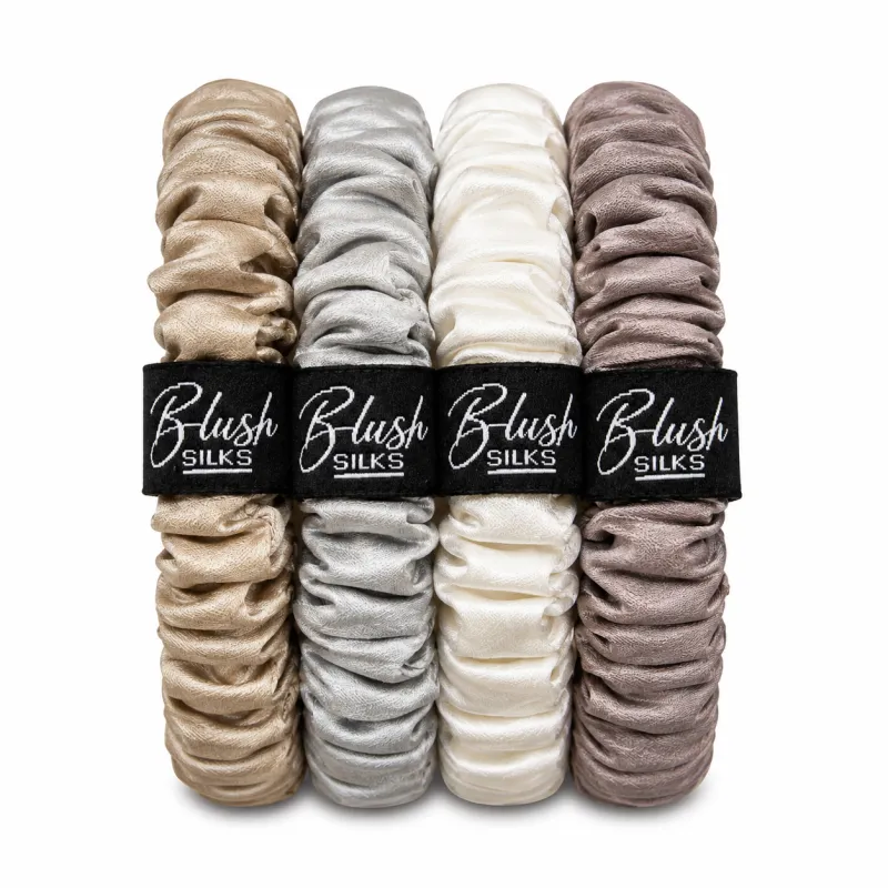 Pixie Mini Mulberry Silk Scrunchie Set – Luxury Mini Silk Hair Ties | Blush Silks Canada made by Blush Silks