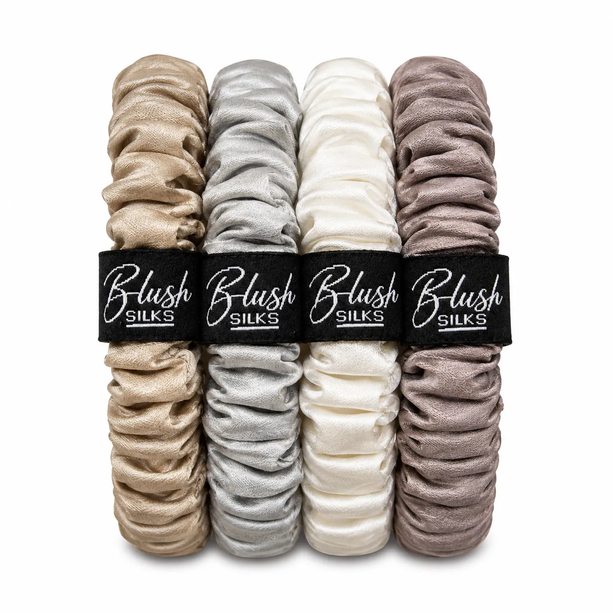 Pixie Mini Mulberry Silk Scrunchie Set – Luxury Mini Silk Hair Ties | Blush Silks Canada sold by Blush Silks