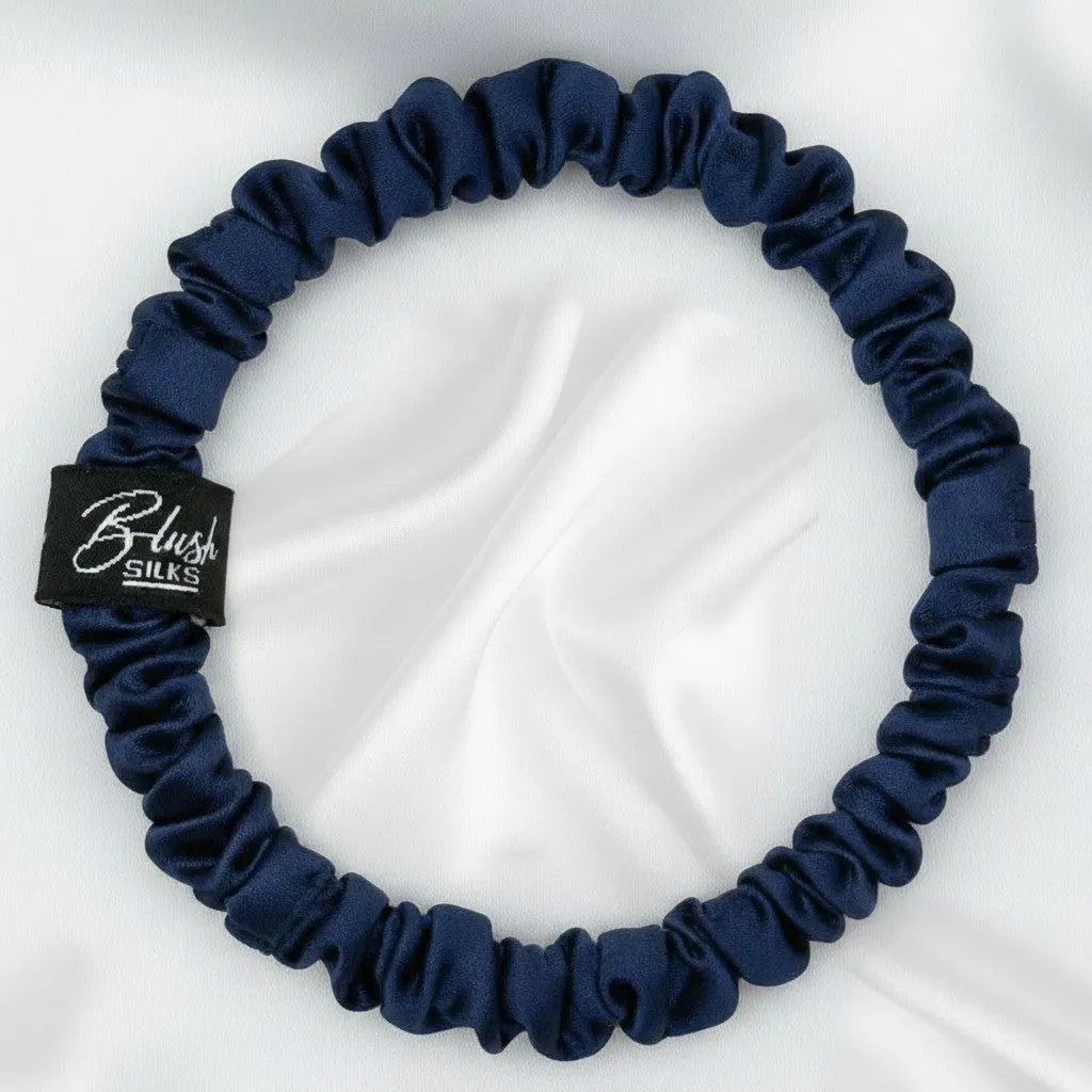 Midnight Mini Mulberry Silk Scrunchie Set – Luxury Mini Silk Hair Ties | Blush Silks Canada sold by Blush Silks product image thumbnail 2