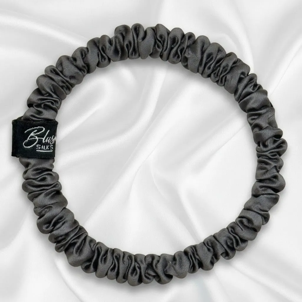 Midnight Mini Mulberry Silk Scrunchie Set – Luxury Mini Silk Hair Ties | Blush Silks Canada sold by Blush Silks product image thumbnail 4