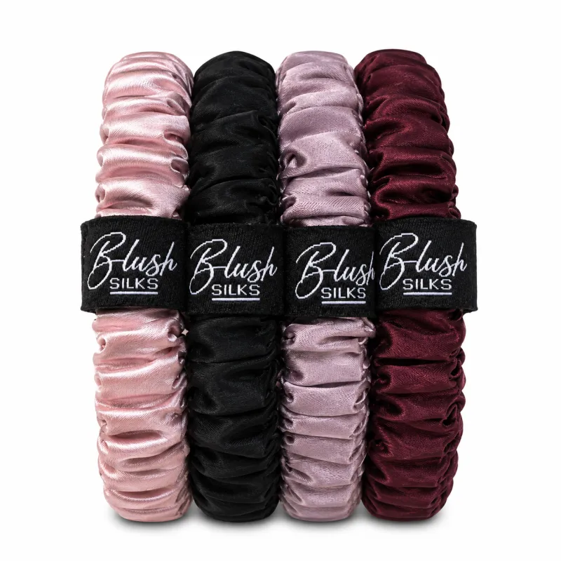 Glamour Mini Mulberry Silk Scrunchie Set – Luxury Mini Silk Hair Ties | Blush Silks Canada made by Blush Silks