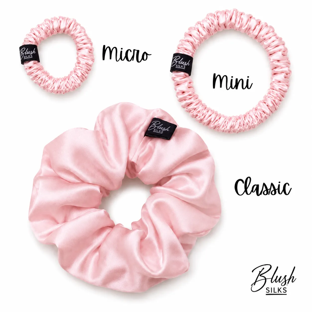 Micro Mulberry Silk Scrunchie 4‑Piece Set – Luxury Thin Mini Silk Hair Ties | Blush Silks Canada sold by Blush Silks product image thumbnail 2