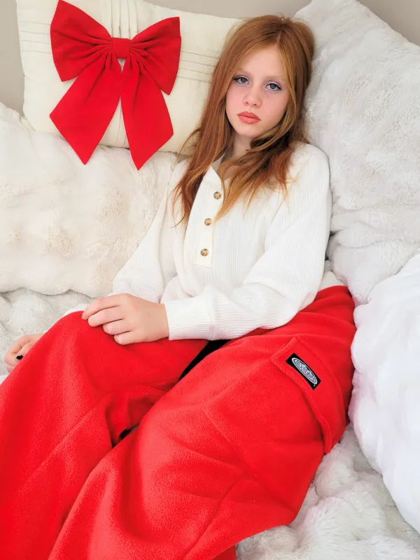 Adult Red Cargo Fleece Pants made by Modrobes