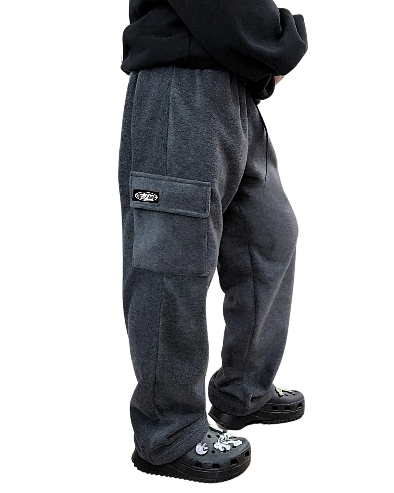 Adult Charcoal Grey Cargo Fleece Pants sold by Modrobes product image thumbnail 5