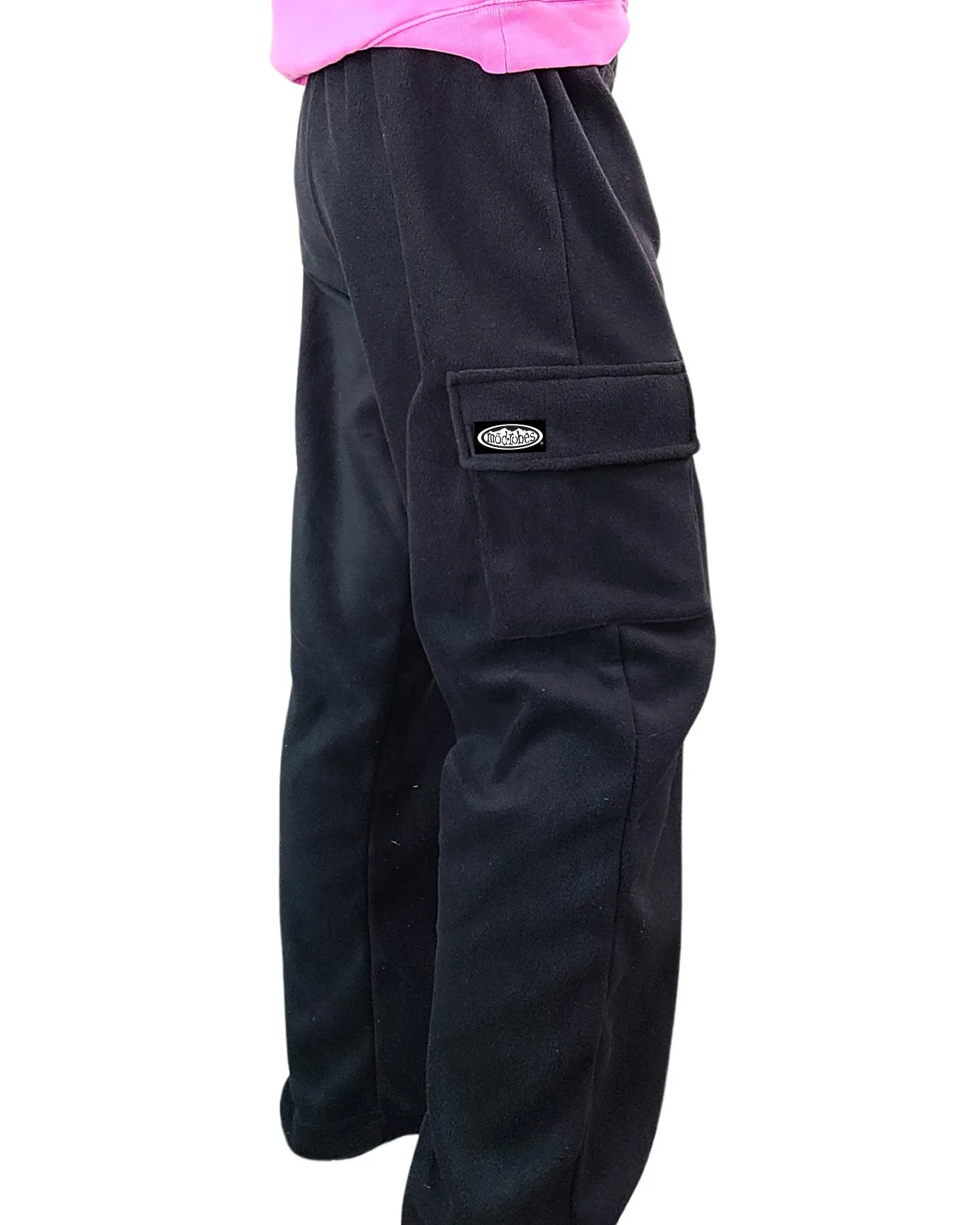 Adult Black Cargo Fleece Pants sold by Modrobes product image thumbnail 4