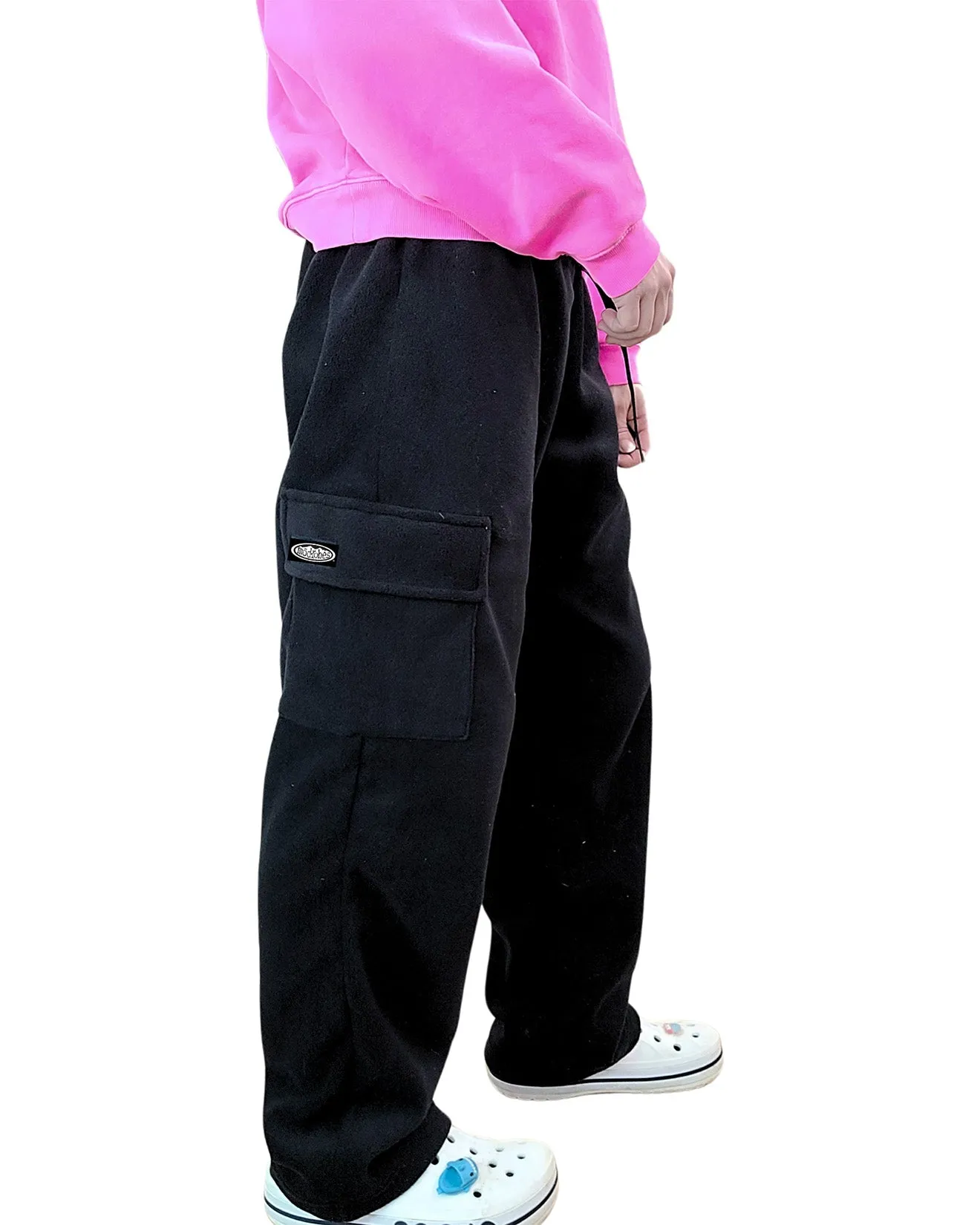Adult Black Cargo Fleece Pants sold by Modrobes product image thumbnail 5