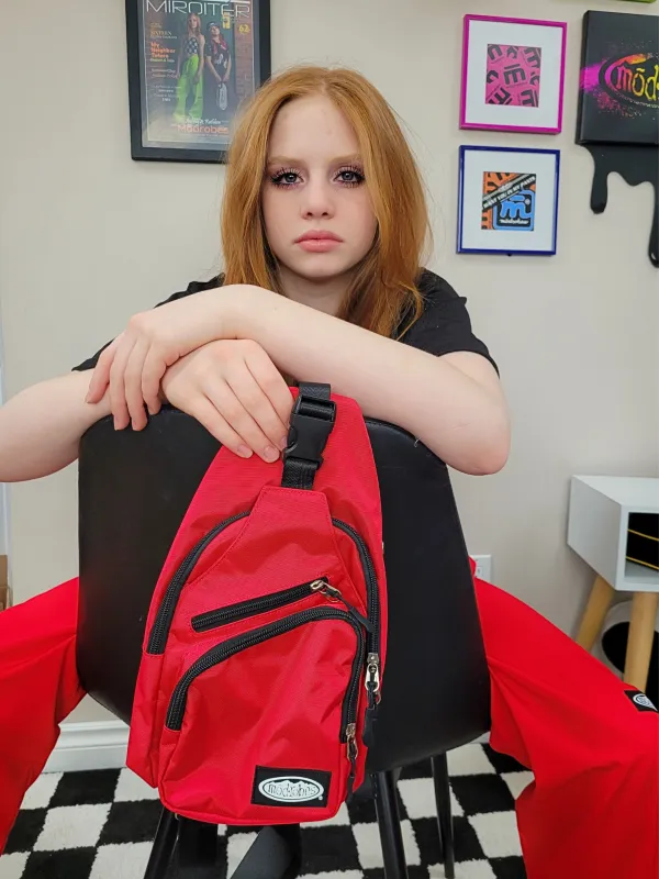 Red Eh Mini Sling Bag made by Modrobes
