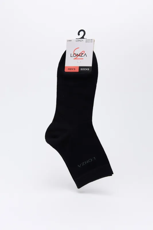 Noir Black Men Cotton Socks made by Lonza