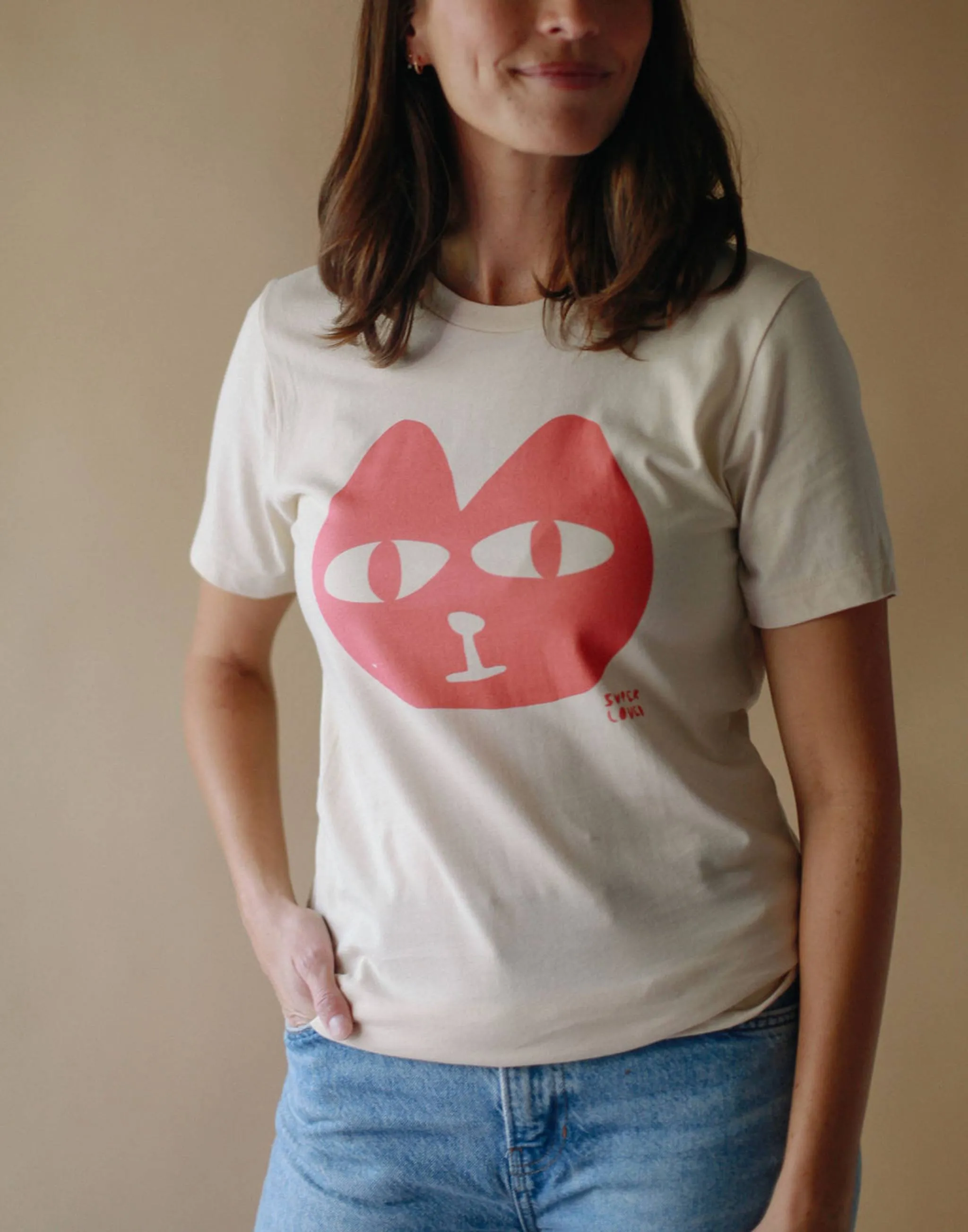 Sale- Super Loved, Contrast Cats Meow T-Shirt, SMALL sold by Joseph + Sue product image thumbnail 3
