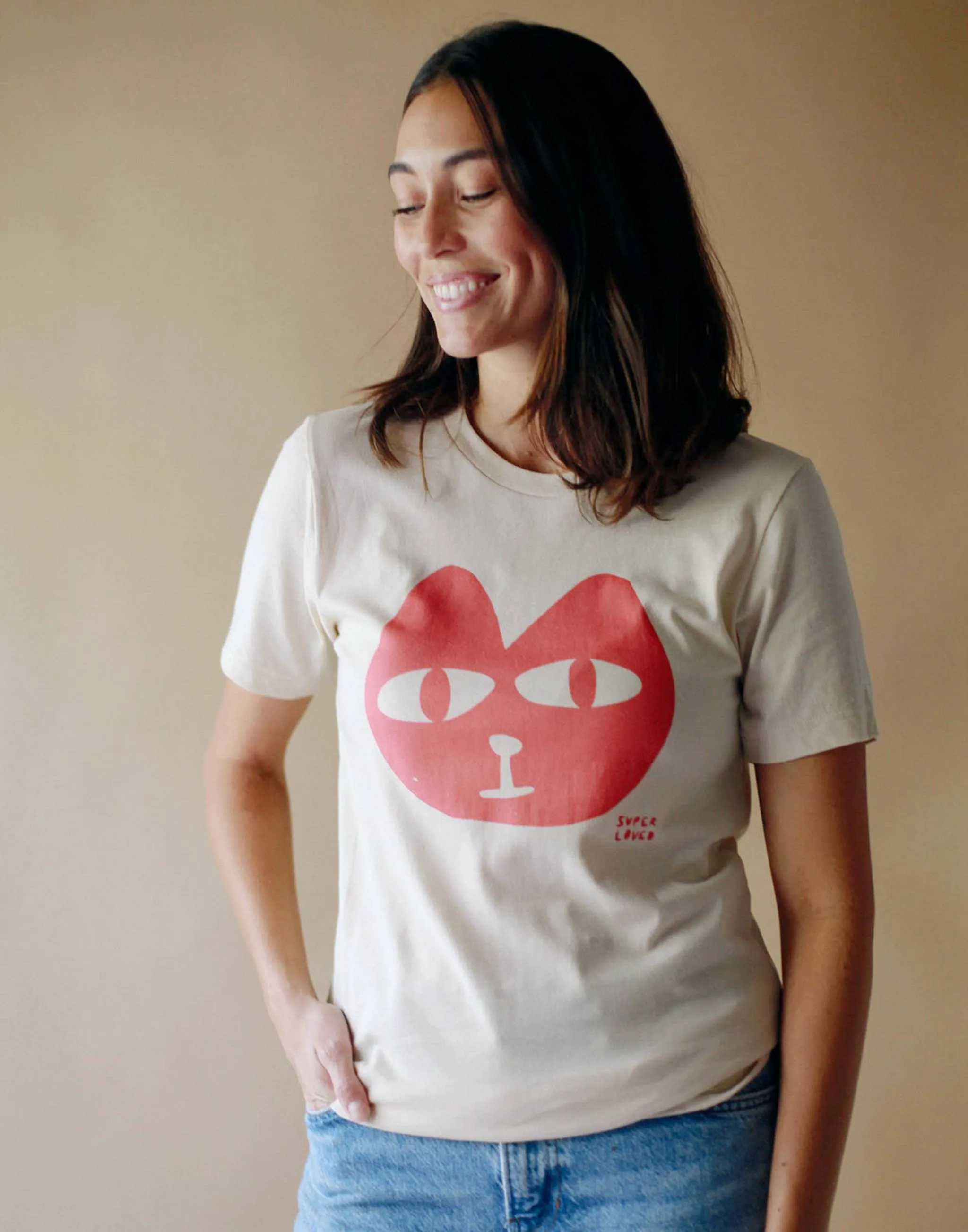 Sale- Super Loved, Contrast Cats Meow T-Shirt, SMALL sold by Joseph + Sue product image thumbnail 2