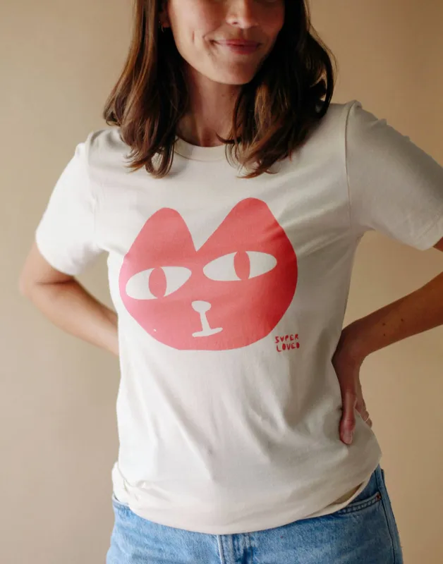 Sale- Super Loved, Contrast Cats Meow T-Shirt, SMALL made by Joseph + Sue